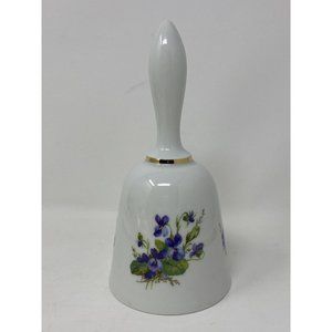 Bareuther Waldsassen Porcelain Bell Purple Violets Gold Trim Bavaria Germany